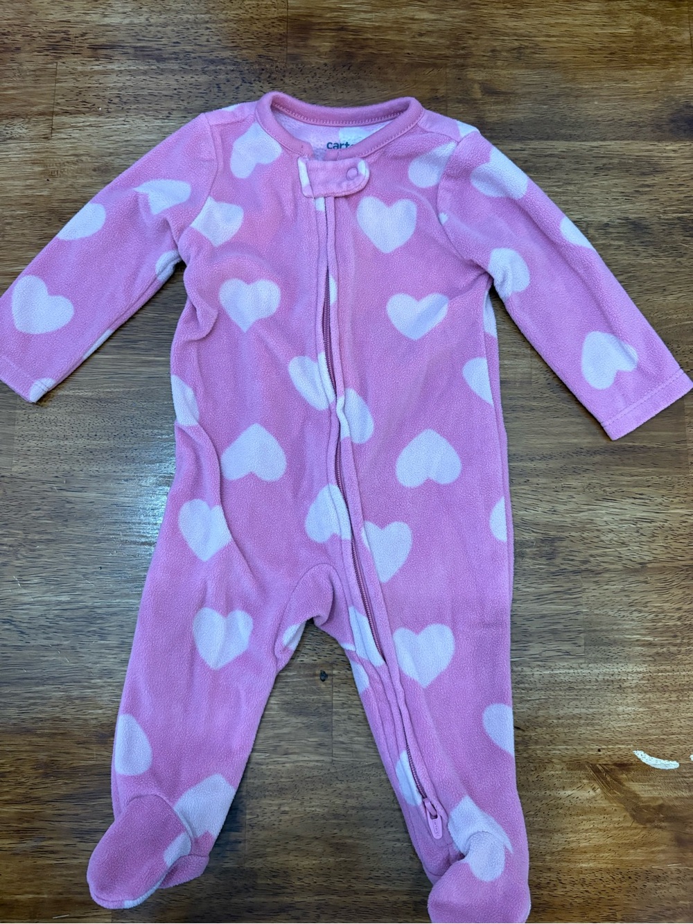 Carter's Pink Footed One-Piece with White Hearts